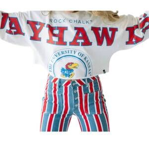 NEW GAMEDAY SOCIAL jayhawks phipps top in white
